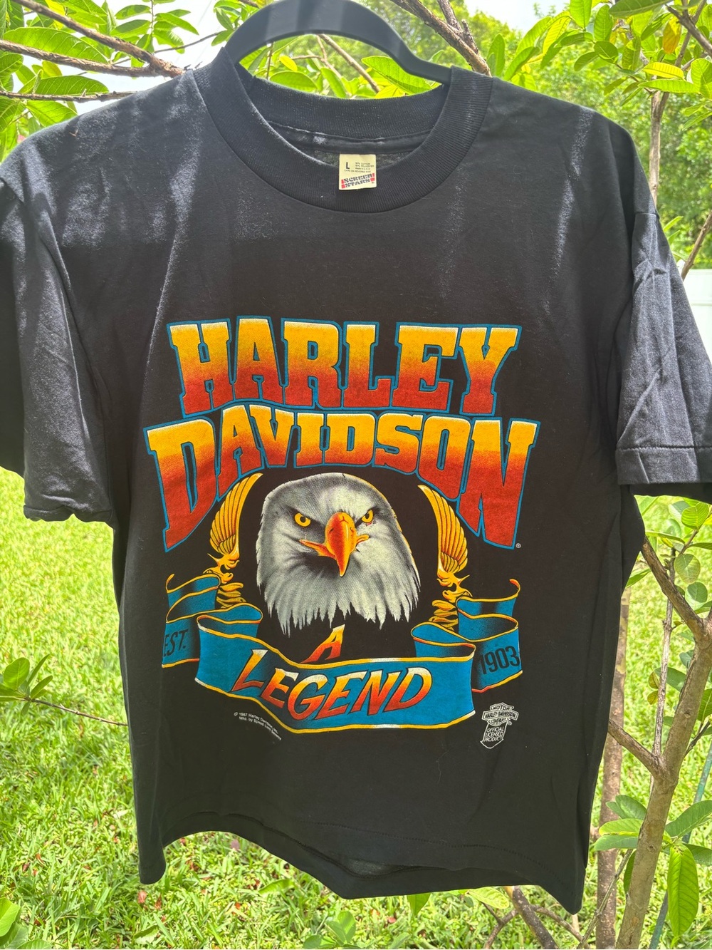 1987 Vintage Harley-Davidson Men's Black 'Legend' Graphic T‑Shirt